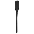 The Flex-Core Blender Spatula is a black silicone tool with a long handle and a rectangular, slightly curved head, ideal for mixing or scraping, shown isolated on a white background.