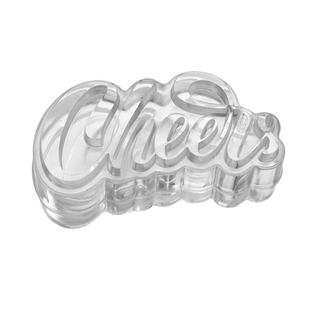 The tovolo Cheers Ice Mold (Set of 2) forms “cheers” in cursive from ice—ideal for adding a festive touch to your next celebration.