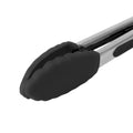 A close-up of Mini Tongs featuring black silicone grips and a sturdy locking mechanism, isolated on a white background.