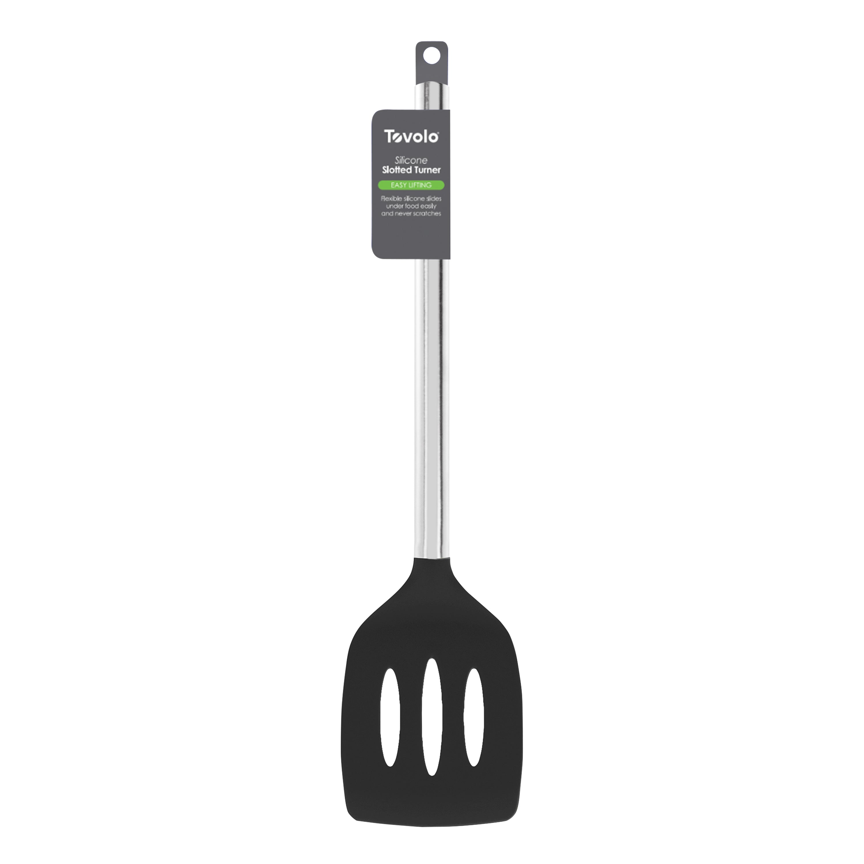 Silicone Slotted Turner with Stainless Steel Handle - Thumbnail 3