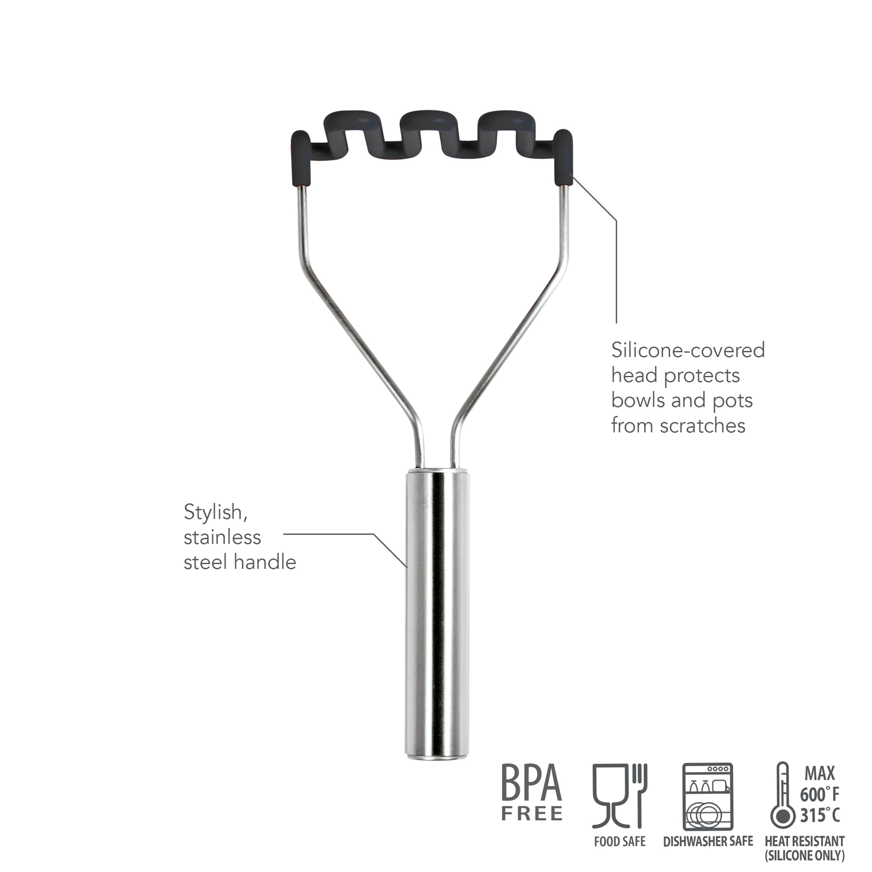 Silicone Potato Masher SS Handle Blue Slate - Thumbnail 4