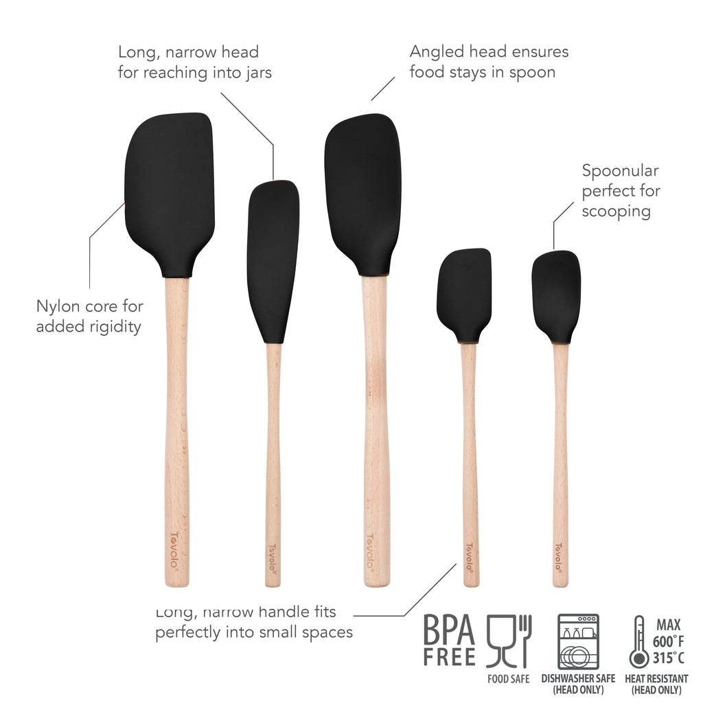 Flex-Core Wood-Handle Spatula Set of 5