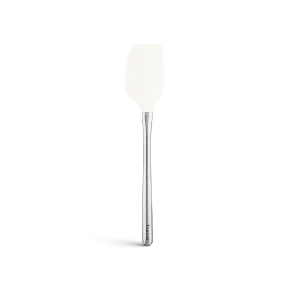 The Flex-Core Spatula is shown upright on a plain white background. It features a white flex-core head and a stainless steel handle.