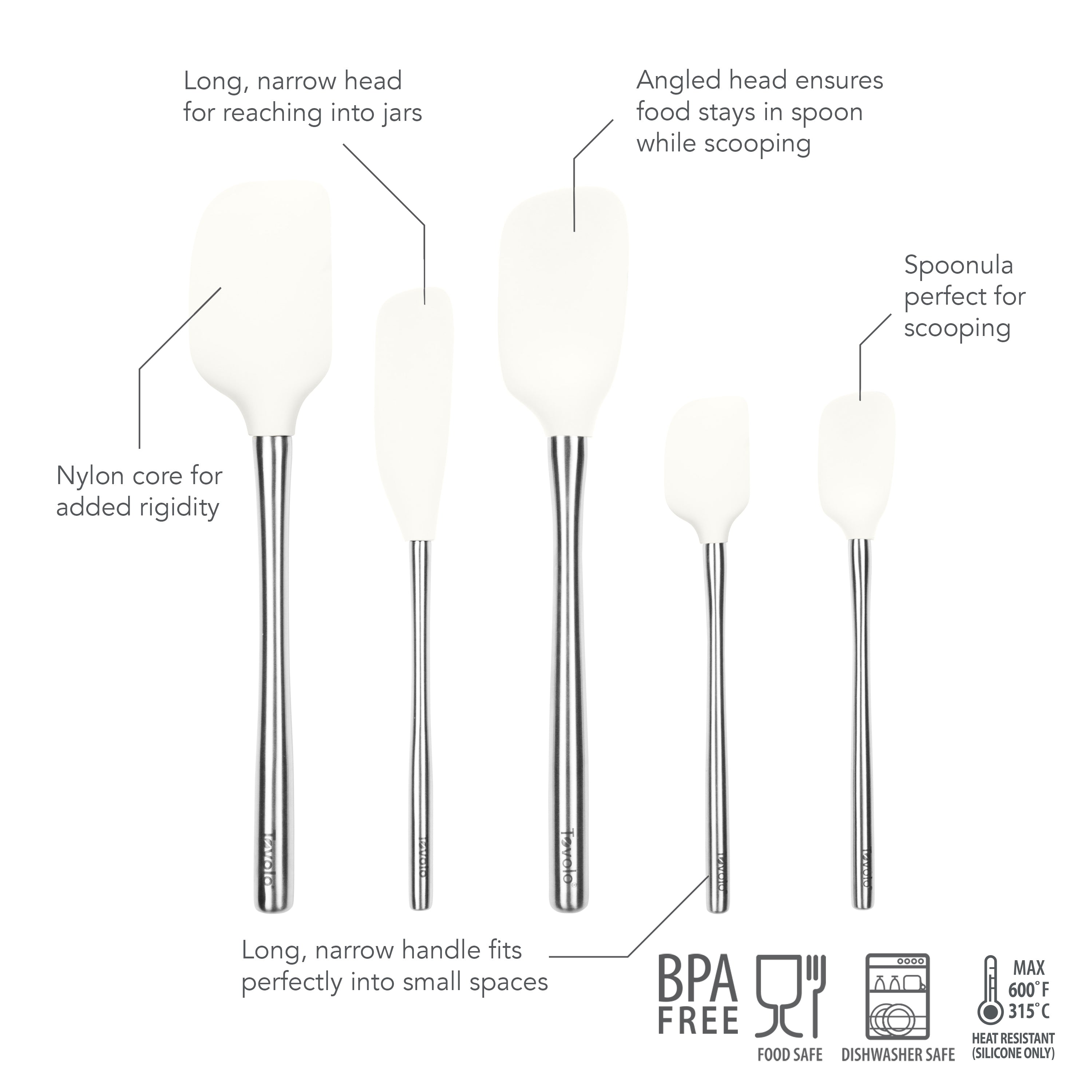 Flex-Core All-Silicone Spatula Set of 5