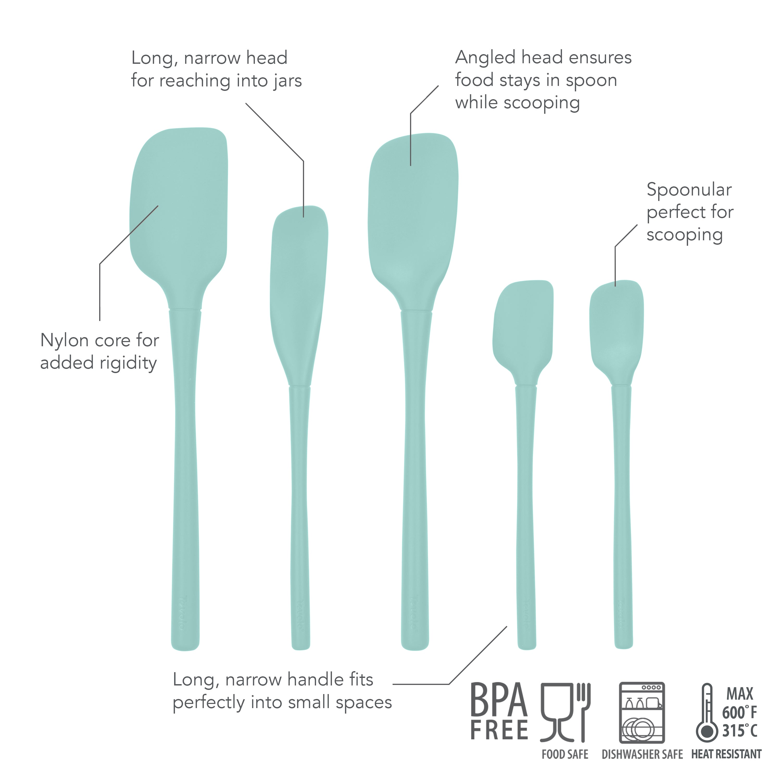 Flex-Core All-Silicone Spatula Set of 5