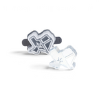 The tovolo Texas Ice Molds (Set of 2) feature a star design, with one filled and one empty. Made of clear and dark gray silicone, these stylish craft molds add Texan flair to your drinks.
