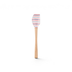 The Summer Spatulart is a durable kitchen utensil with a wooden handle and a white silicone head featuring red, blue, and navy horizontal stripes.