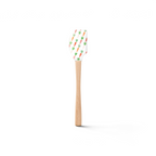 The Spring Spatulart is a wood handled spatula with a white silicone head, featuring an adorable carrot patch design with orange carrots and green tops.