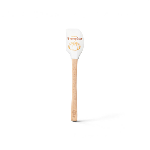 The Autumn Spatulart features a white silicone head with a pumpkin illustration and "Hello Pumpkin" in script, paired with a wood handle—perfect for adding autumn charm to your kitchen.