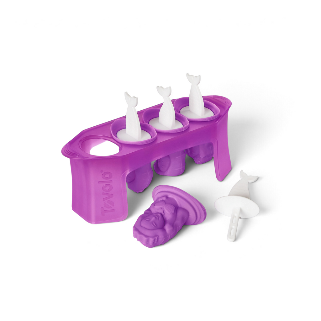 Pop Molds: Make three homemade mermaid-shaped popsicles with these purple molds—each pop features a detailed mermaid design and has a handle shaped like a mermaid tail, perfect for fun frozen treats.