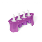 The Pop Molds set includes a slim tray holding four purple molds with white, mermaid tail-shaped handles—ideal for creating homemade frozen treats.
