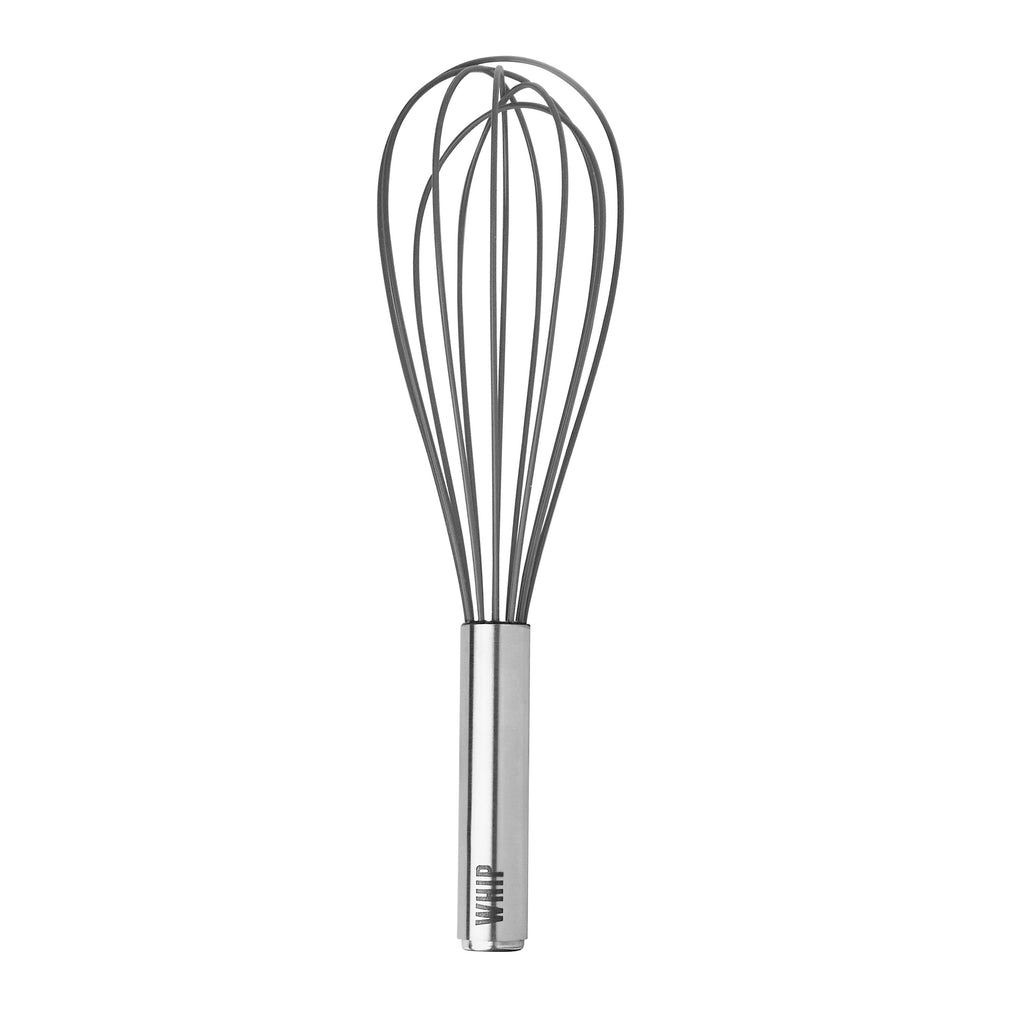 The Whip Whisk, a stainless steel balloon whisk with a metal handle, is shown against a white background.