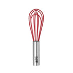The Mini Whisk features a stainless steel handle labeled "MINI" and red silicone loops, ideal for quick whisking. Isolated on a white background.