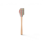 The Holiday Spatulart features a colorful plaid silicone head and a light wooden handle, shown on a white background.