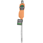 The tovolo Flex-Core Mini Spatula + Spoonula with Stainless Steel Handle is shown in its packaging, featuring orange silicone heads and a stainless steel handle, set against a white background.
