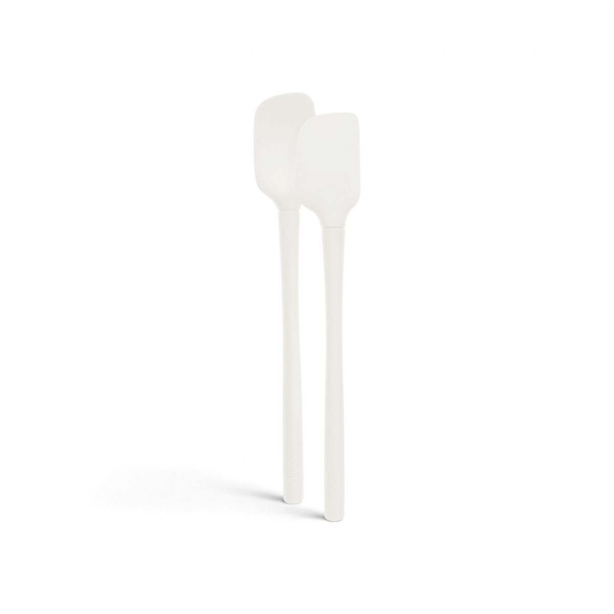 Two identical tovolo Flex-Core Silicone Mini Spatula + Spoonulas with long handles are placed side by side on a plain white background, perfect as heat-resistant kitchen utensils.