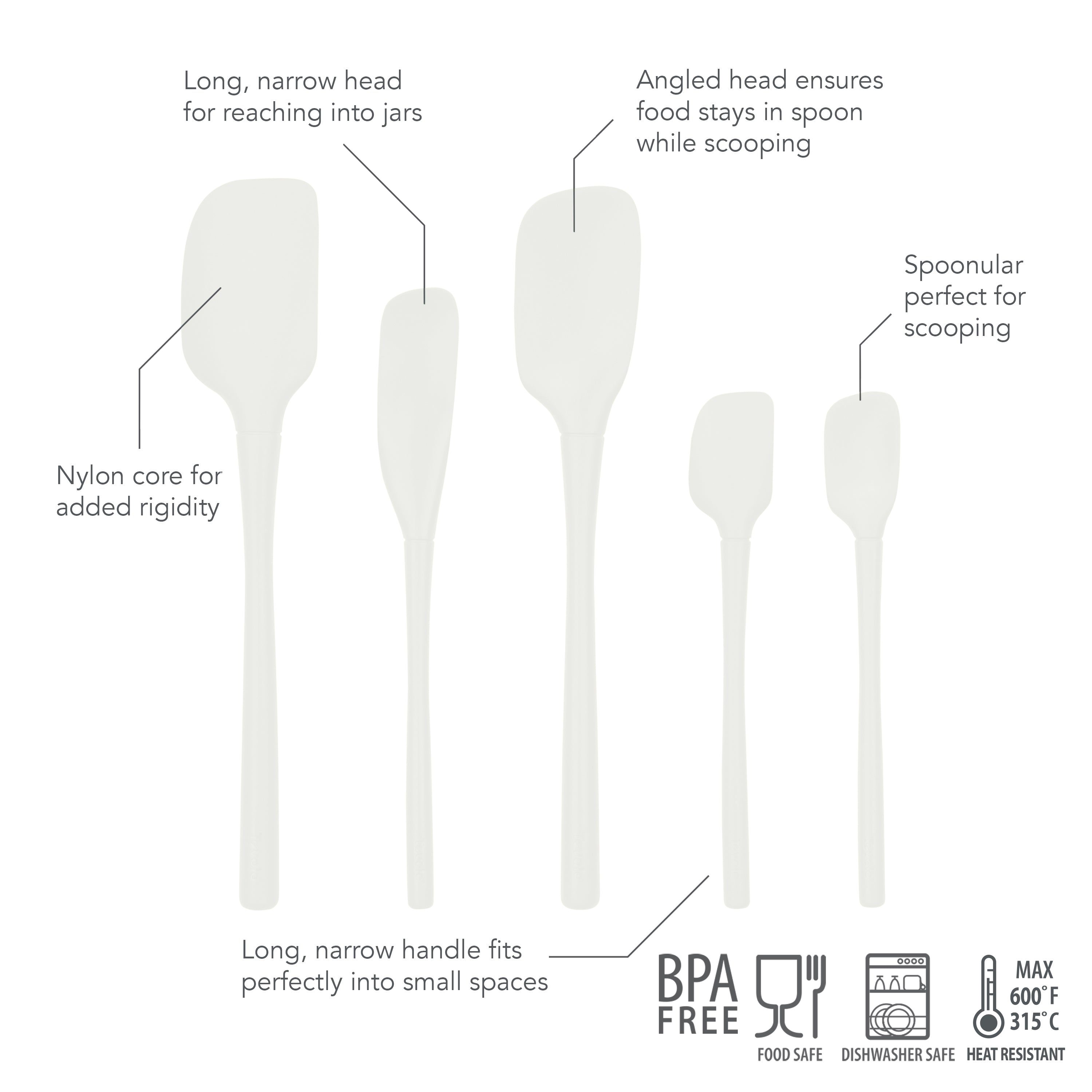 Flex-Core All-Silicone Spatula Set of 5