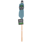 A tovolo Flex-Core Silicone Mini Spatula and Spoonula, each with a blue heat-resistant silicone head and wooden handle, shown in its packaging.
