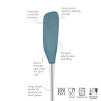The tovolo Flex-Core Silicone Jar Scraper features a long, narrow head for jars, flat back for spreading, curved front for scooping, built-in shoulder, and long handle. It's BPA free, food safe, dishwasher safe, and heat resistant.