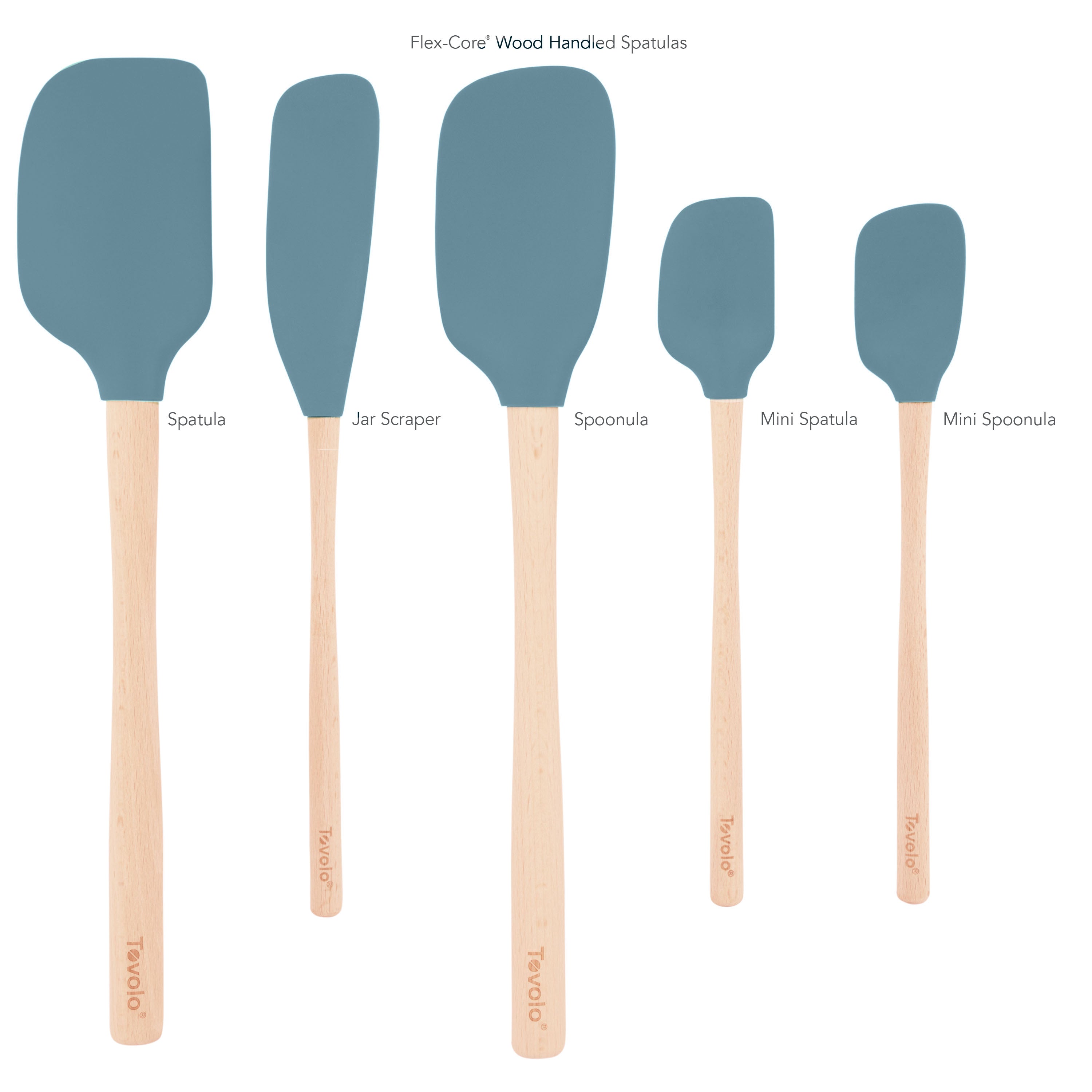 Flex-Core Spatula 5pc Set: Wood Handle - Black – Tovolo