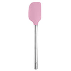 The Flex-Core Spatula features a pink silicone head and a stainless steel handle, displayed against a white background.