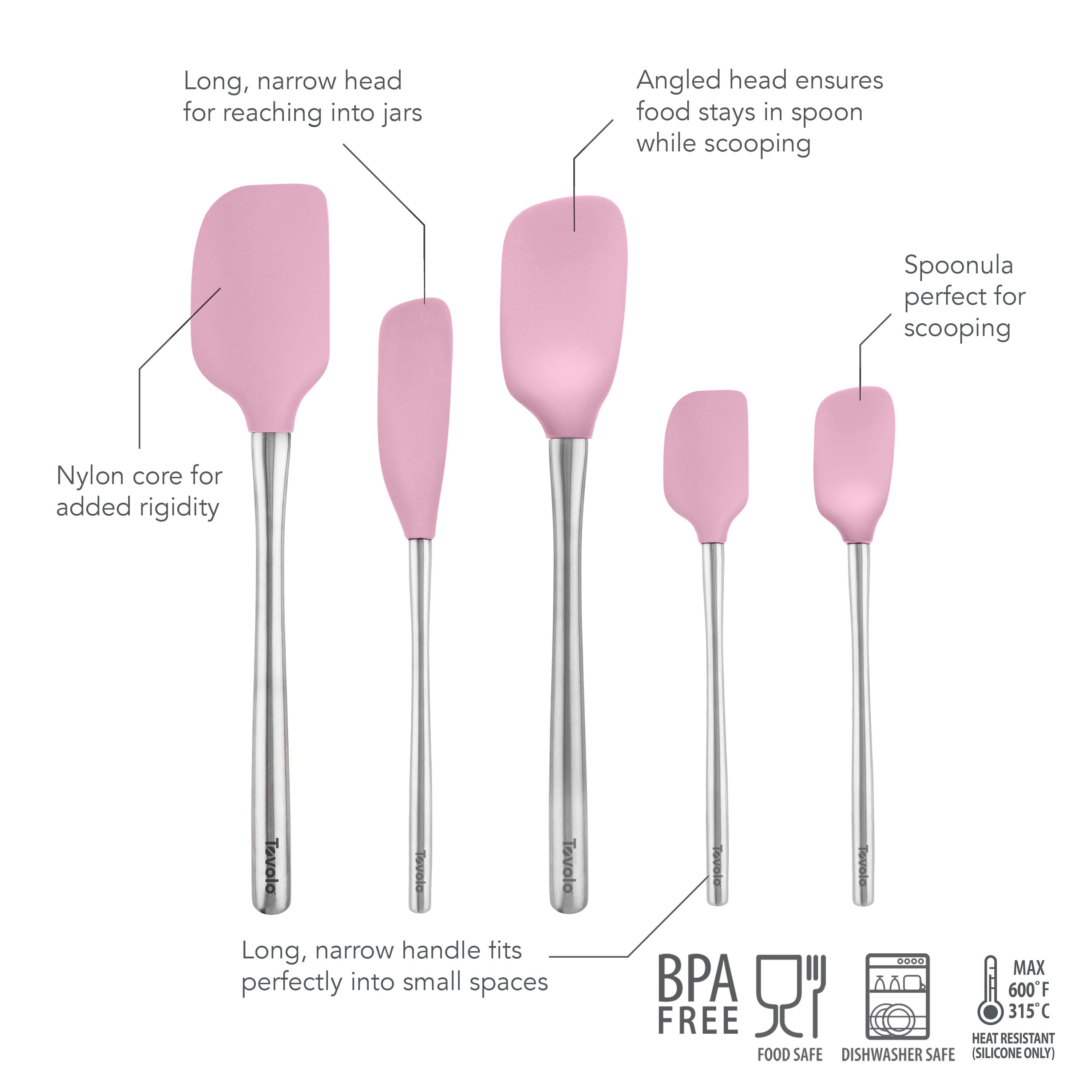 Flex-Core All-Silicone Spatula Set of 5