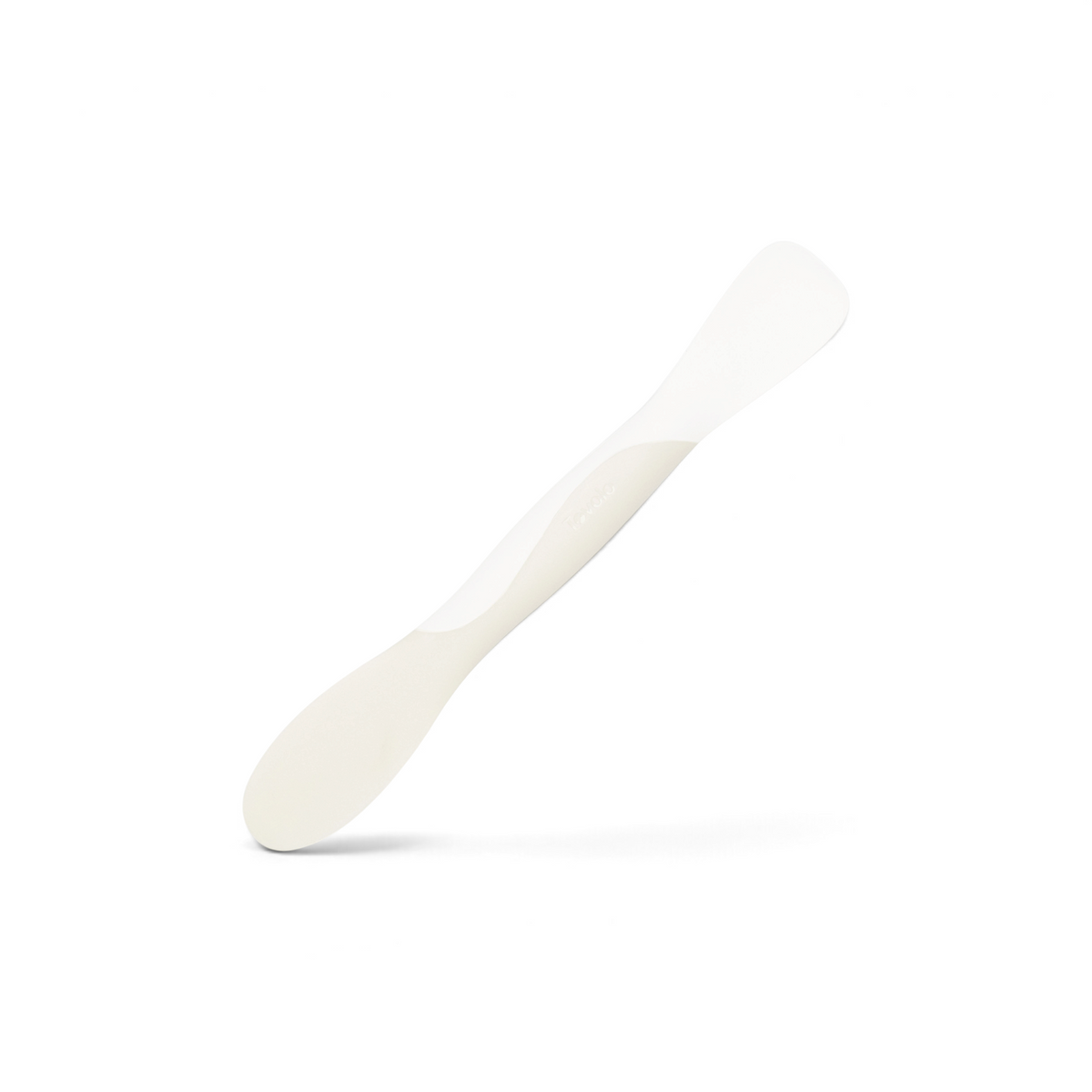 The Scoop and Spread, a white double-ended plastic spatula with one rounded end and one flat end for scooping and spreading, is photographed on a white background.