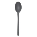 The tovolo Flex-Core Silicone Deep Spoon, shown against a white background, is a dark gray, heat-resistant kitchen utensil featuring a long handle and an oval-shaped bowl.