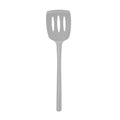 The tovolo Flex-Core Silicone Slotted Turner is shown against a white background. Featuring three slots and a curved edge, its long handle and flexible head make it ideal for use with nonstick cookware.