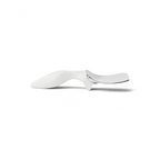 The Tilt Up Ice Cream Spade features a modern, ergonomic zinc alloy design with a shiny silver scoop blade and a white tilt-up handle, displayed against a white background.