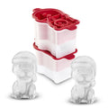 The tovolo Santa Paws Ice Mold (Set of 2) creates two clear ice figures shaped like cartoon dogs, perfect as festive cocktail accessories or a fun holiday gift.