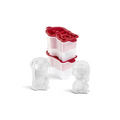 Tovolo Santa Paws ice molds in red and clear plastic, featuring two festive dog-shaped ice figures for cocktails.