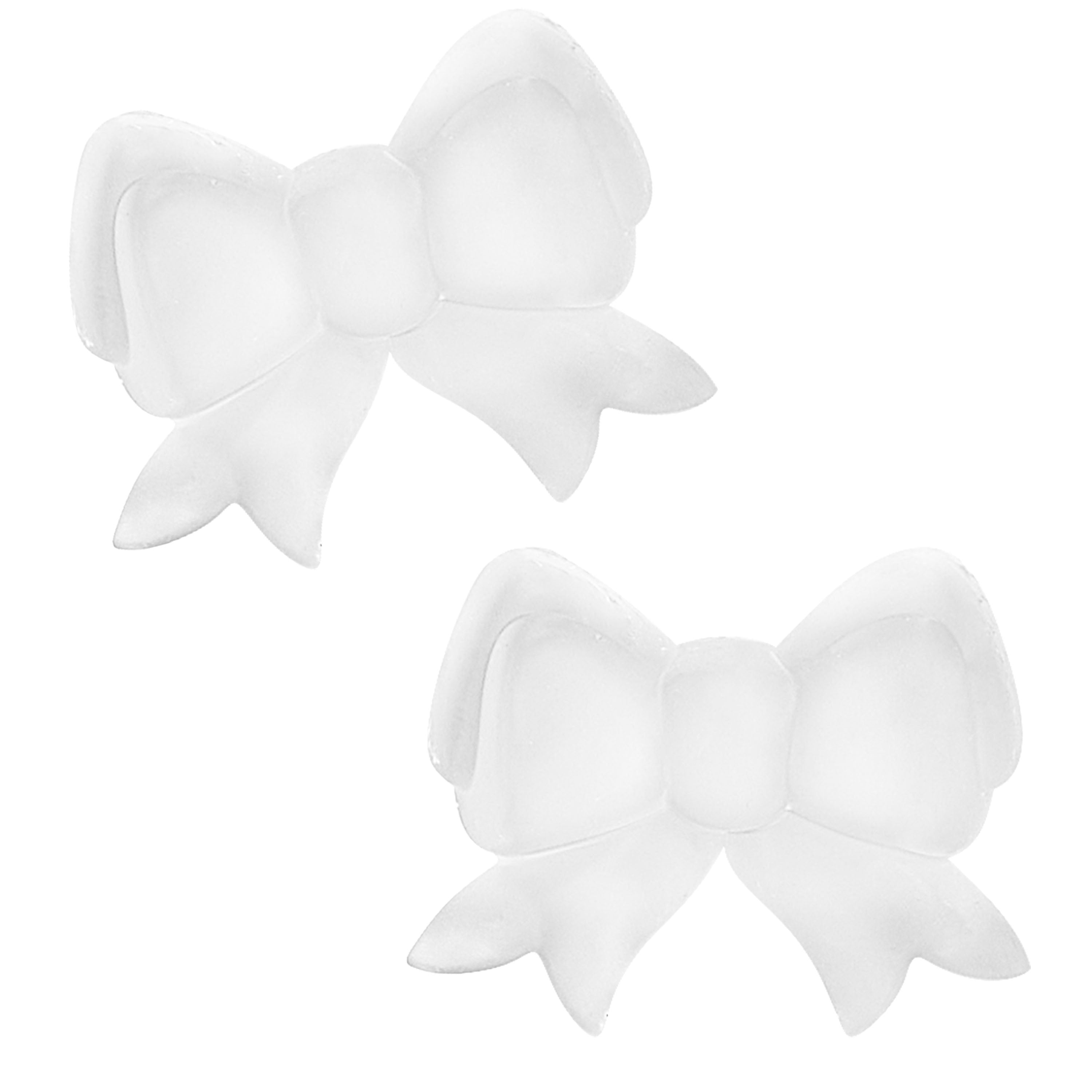 The tovolo Fancy Bow Ice Mold (Set of 2) features elegant white decorative bows—ideal for adding a stylish touch to drinks or as a unique gift accent.