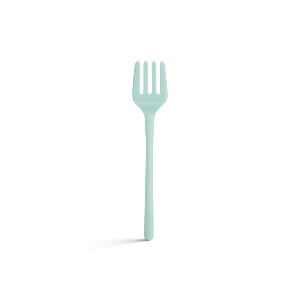 The Flex-Core Fork is a light blue plastic serving utensil with three wide prongs and a long handle, shown on a white background.