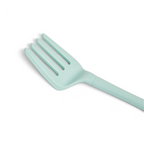 A Flex-Core Fork with four prongs in light blue plastic displayed on a white background.