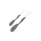 Tovolo Scoop and Spread 2-pack featuring a large and mini grey and white silicone kitchen tool for scraping and mixing.