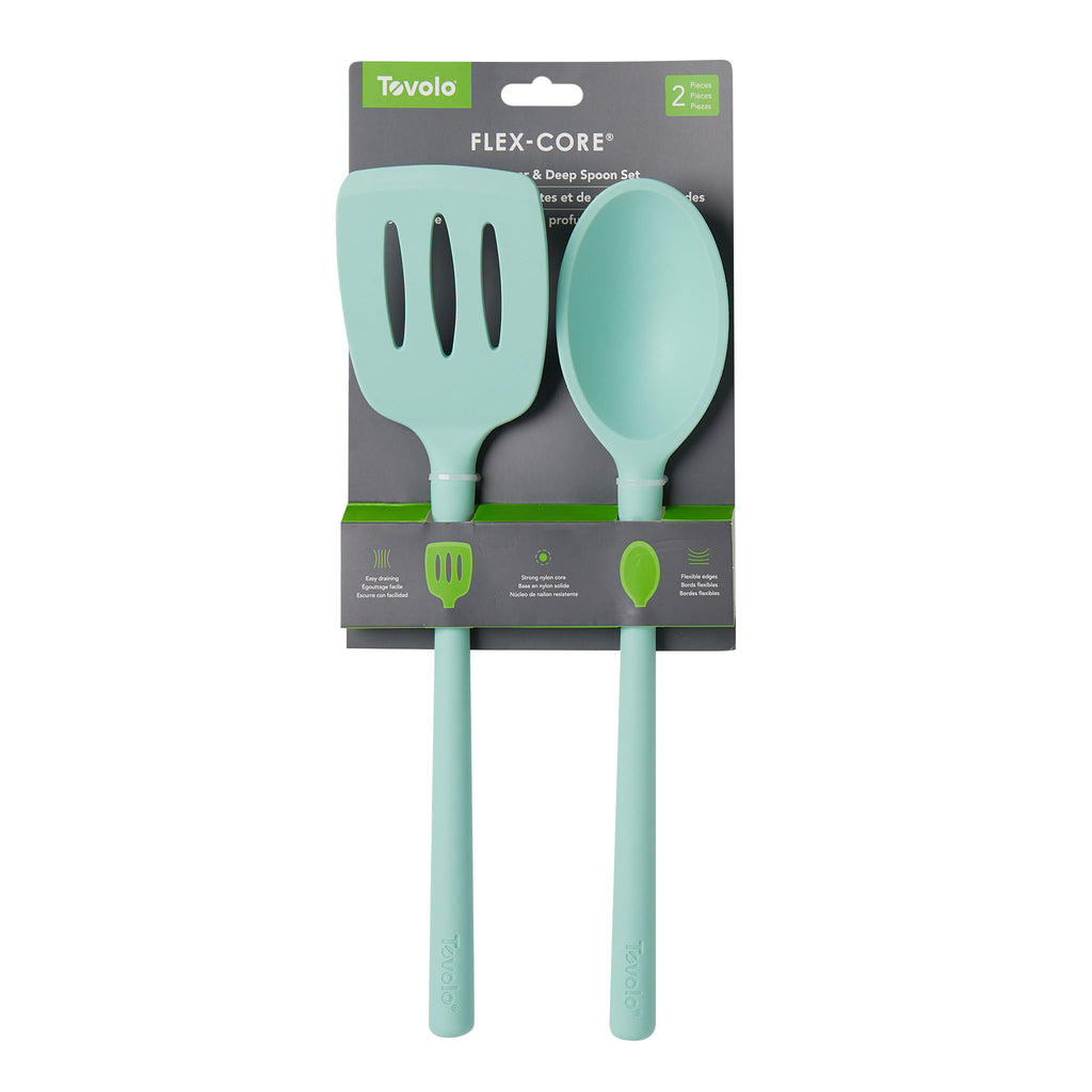 Flex-Core® Silicone Slotted Turner + Deep Solid Spoon
