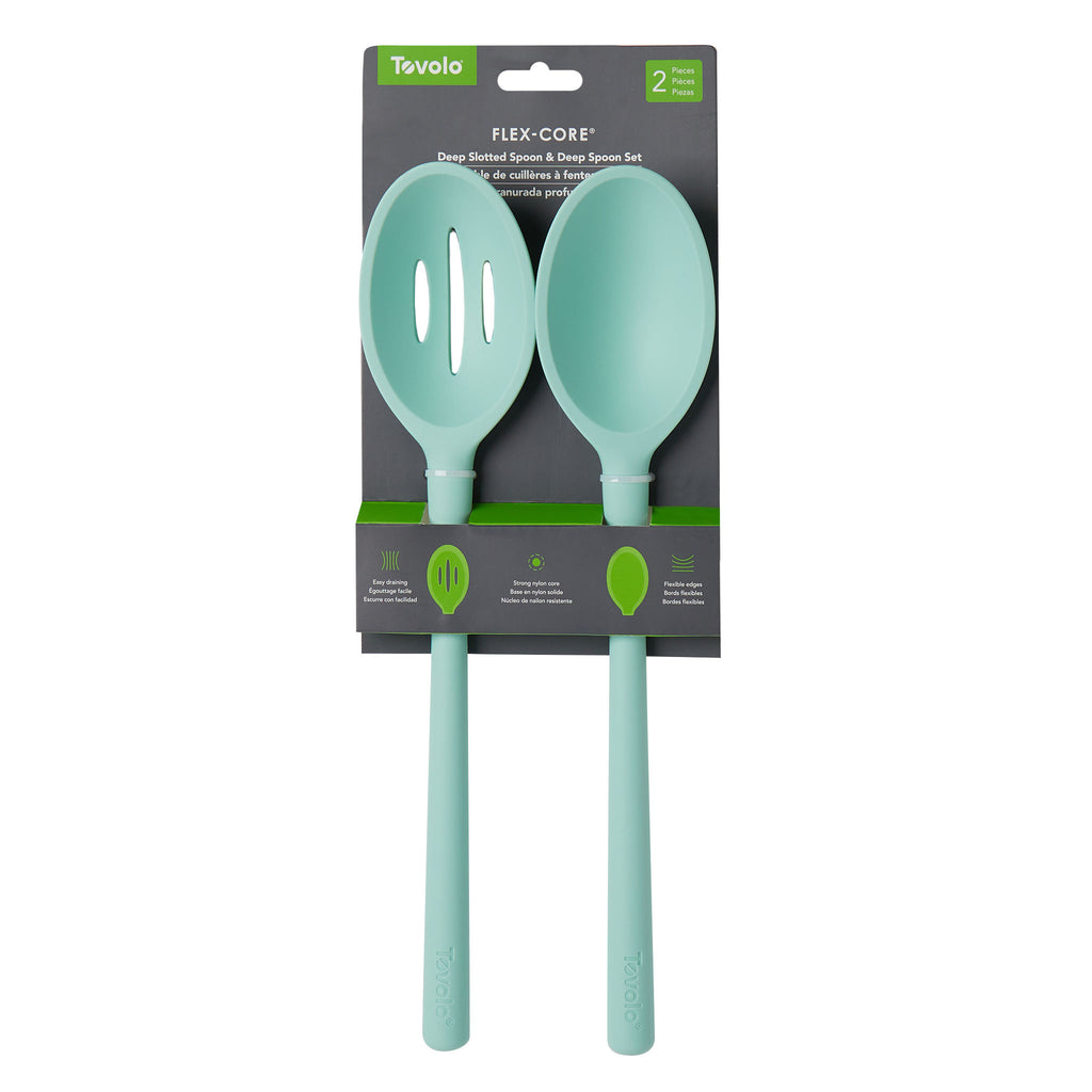 Flex-Core® Silicone Slotted Deep Spoon + Solid Deep Spoon