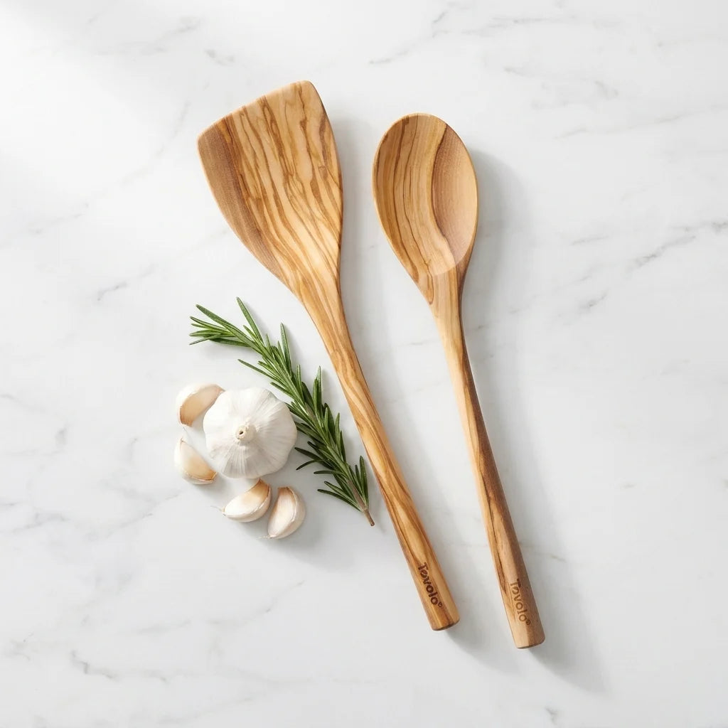 Olivewood Spoon + Angled Turner