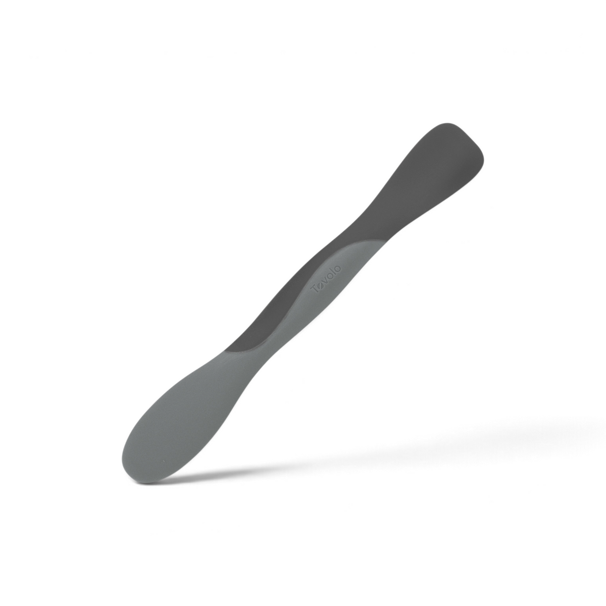 The Scoop and Spread by Tovolo is a dual-ended silicone spatula in two gray shades, featuring the brand name embossed on the handle—an essential kitchen tool for easy scooping and spreading.