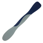 The Scoop and Spread is a dual-ended silicone spatula with Tovolo branding, featuring one gray and one navy blue end—making it an essential kitchen tool for bakers to scoop and spread effortlessly.