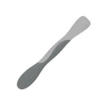 The Scoop and Spread is a double-ended gray silicone spatula with a flat edge and a rounded edge, perfect for scooping, mixing, and spreading—an essential tool for any baker.