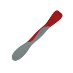 The Scoop and Spread is a dual-ended kitchen tool with a red flat silicone blade and a gray rounded blade. Its gray handle features "Tovolo," making it ideal for scooping and spreading with ease—perfect for any baker.
