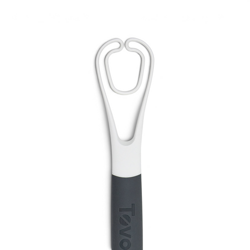 A close-up of the 3-in-1 Egg Tool, featuring a black and white handle and a looped head, displayed against a white background.