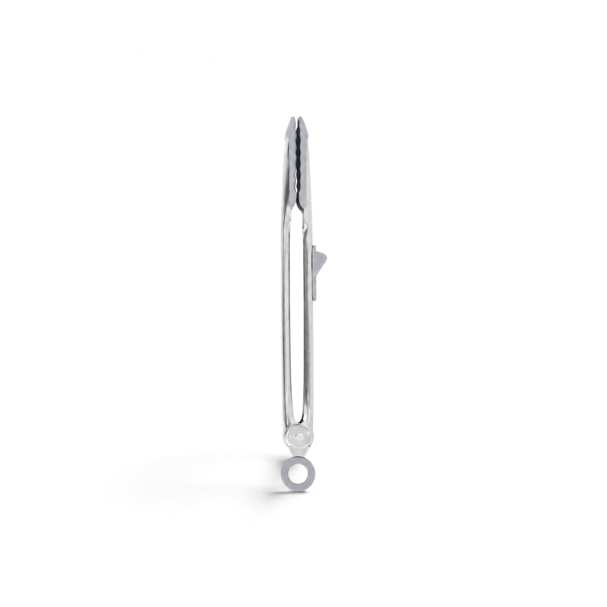 Tovolo Tip Top Tongs in stainless steel with heat-resistant silicone tips and a convenient locking mechanism.