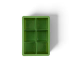 The tovolo King Cube Silicone Ice Mold features six large square compartments for making big ice cubes and is shown from above on a white background.
