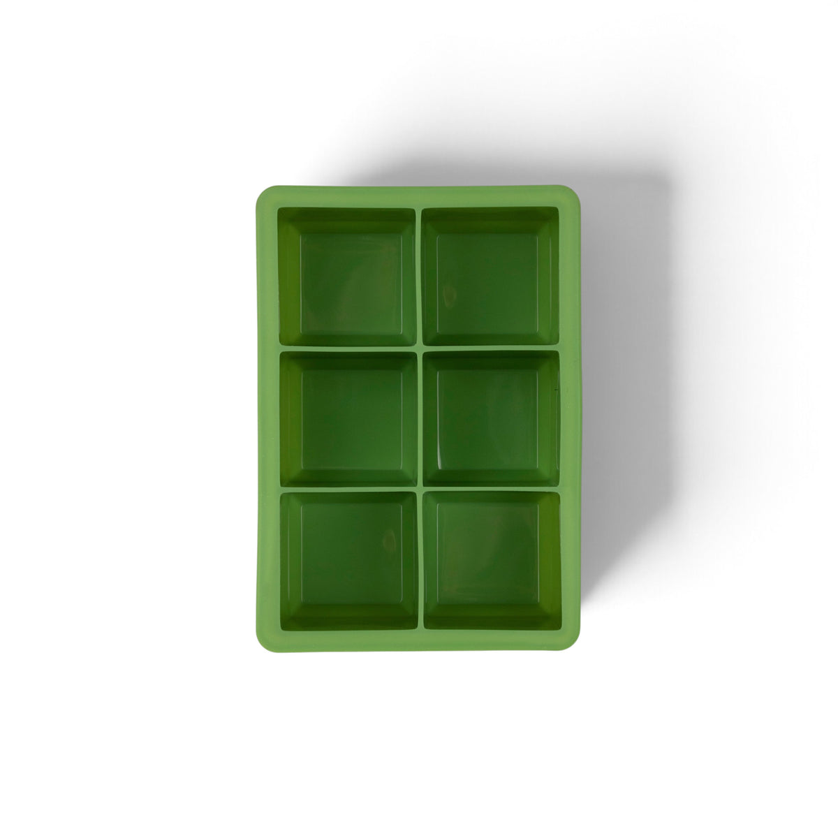 The tovolo King Cube Silicone Ice Mold features six large square compartments for making big ice cubes and is shown from above on a white background.