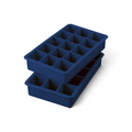The tovolo Perfect Cube Silicone Ice Molds (Set of 2) are shown stacked on a white background, each tray featuring sixteen square compartments—crafted from food-grade silicone for long-lasting ice cubes.