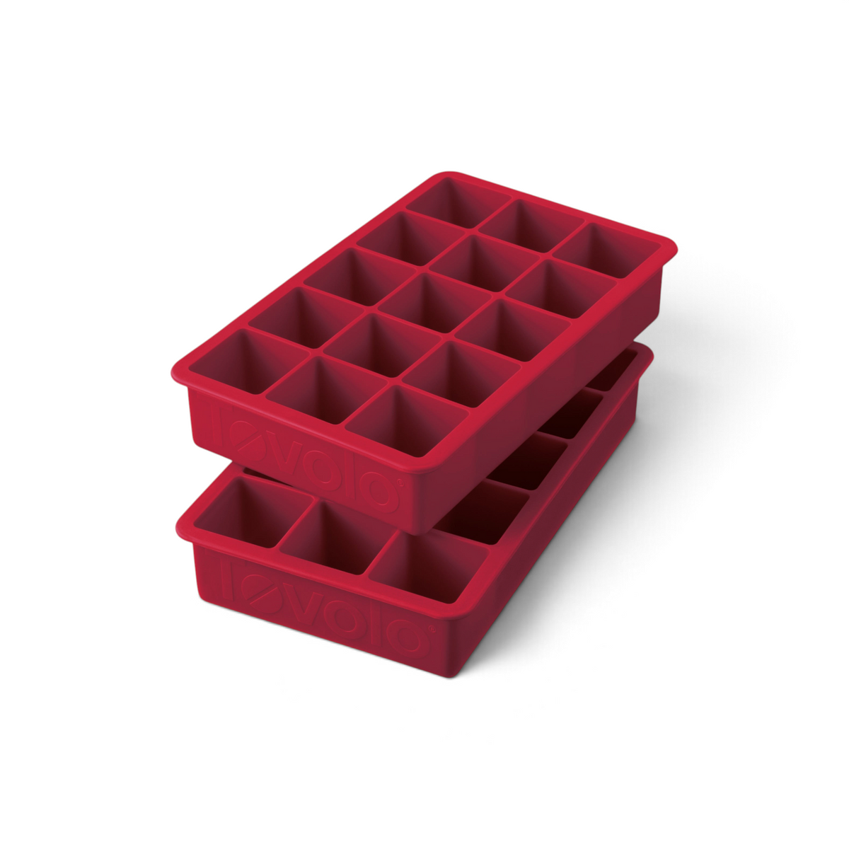 The tovolo Perfect Cube Silicone Ice Molds (Set of 2) feature food-grade silicone construction and each tray offers 15 large square compartments for long-lasting ice.