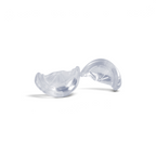 Two clear Lime Ice Molds by tovolo are displayed on a white background. One stands upright while the other rests on its side, exposing inner grooves—highlighting their precise, stackable design. Set includes 2 molds.